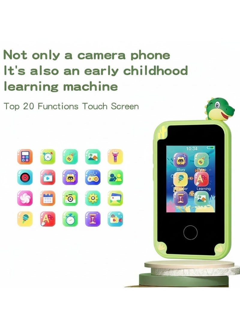 Gereric Kids Smart Phone Magical Learning Adventures Await! The Green Dinosaur Smartphone - Dual Cameras, Games, Music & Fun! Perfect Gift for Kids - Image 2